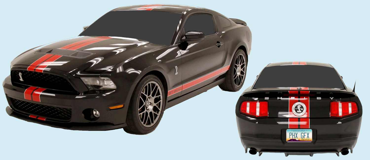 2011-12 Ford Mustang Shelby GT500 Dual Narrow Type-2-Color Lemans Stripe (10 inch)