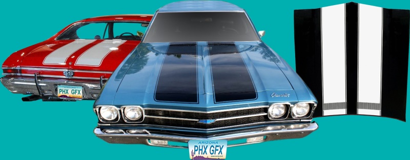 Phoenix Graphix Rally Racing Stripes Kit For 1968-1969 Chevelle Malibu (Non-SS) – Flat Hood Vinyl Decals